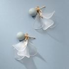Petal Sterling Silver Fringed Earring 1 Pair - S925 Silver - Earring - Gray & White - One Size