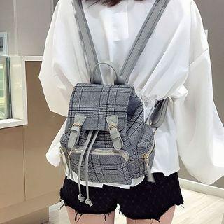 Plaid Drawcord Backpack