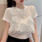 Mock Two Piece Short Sleeve Lace T-shirt