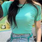Short0-sleeve Twisted Cropped T-shirt