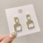 Faux Crystal Square Dangle Earring 1 Pair - Gold & Transparent - One Size