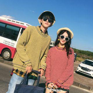 Couple Matching Distressed Rib Sweater