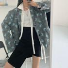 Butterfly Print Plaid Single-breasted Blazer