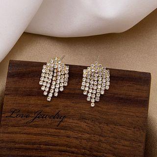 Rhinestone Fringed Earring E3189 - As Shown In Figure - One Size