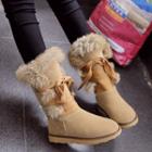 Faux-fur Trim Lace-up Short Snow Boots