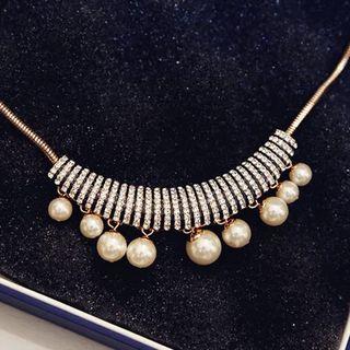 Faux-pearl Leopard Short Necklace As Figure - One Size