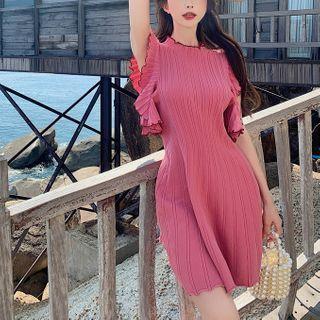 Sleeveless Ruched-trim Plain Dress As Show In Figure - One Size