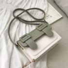 Faux Leather Buckled Box Crossbody Bag