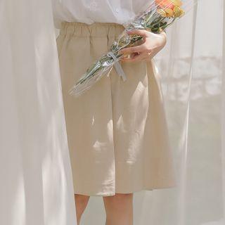 A-line Linen Skirt Khaki - One Size