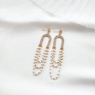 Beaded Drop Earring 925 Sterling Silver - Gold - One Size