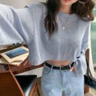 Dip-back Oversized Knit Crop Top