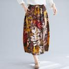 Print High-waist Semi Skirt