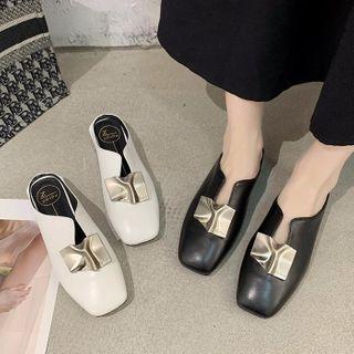 Metal Accent Square-toe Mules