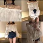 Off-shoulder Long-sleeve Top White - One Size