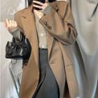 Double-breasted Blazer / V-neck Cardigan / Pleated Mini A-line Skirt