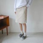 Band-waist Slit-back Skirt