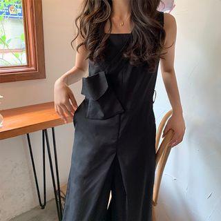 Pocket-detail Jumpsuit + Belted Bag Black - One Size