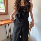 Pocket-detail Jumpsuit + Belted Bag Black - One Size