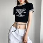 Tie-back Printed Crop T-shirt In 5 Colors