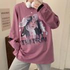 Mock Two-piece Face Print T-shirt