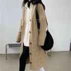 Long-sleeve Cable Knit Long Cardigan