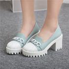Chain Accent Cap Toe Platform Pumps