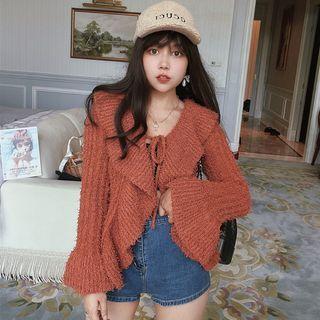 Ruffle Trim Tie-strap Cardigan