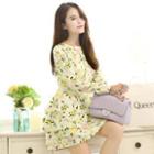 Long-sleeve Layered Floral Dress
