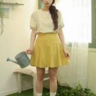Linen Blend Flare Miniskirt