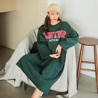 Letter Fleece Lined T-shirt Dress