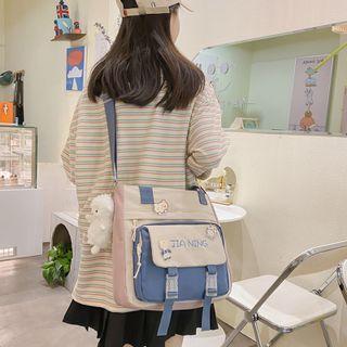 Buckled Nylon Crossbody Bag / Bag Charm / Brooch / Set