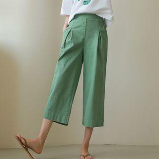 Invert-pleat Cropped Wide-leg Pants