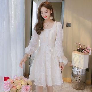 Long-sleeve Lace Square-neck A-line Dress