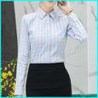Plaid Hidden Placket Shirt / Mermaid Pencil Skirt / Set