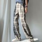 High Waist Plaid Loose Fit Pants (various Designs)