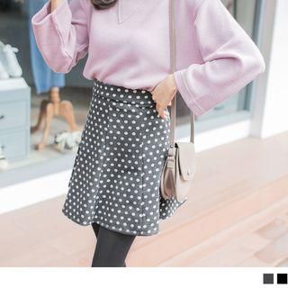 Dotted Print A-line Skirt