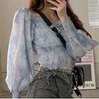 Tie-dyed Cropped Blouse As Shown In Figure - One Size