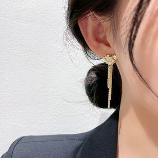 Heart Alloy Fringed Earring 1 Piece - S925 Silver - Gold - One Size