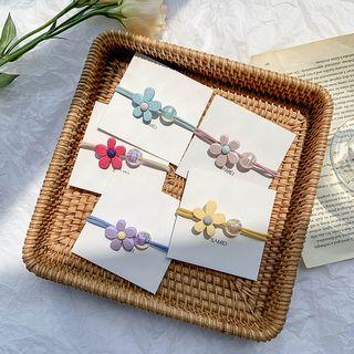 Alloy Flower Glass Bead Hair Tie