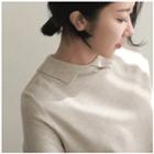 Collar-detail Button-back Knit Top