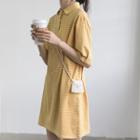 Pinstriped Short-sleeve Polo Dress Yellow - One Size
