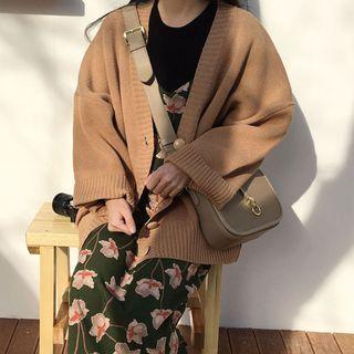 Chunky Knit Cardigan Brown - One Size