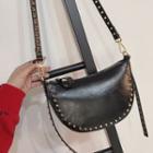 Studded Faux Leather Crossbody Bag 8049 - Black - One Size