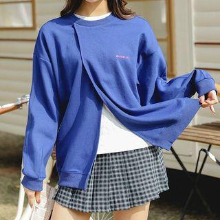 Lettering Split Pullover