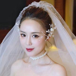 Wedding Faux Pearl Branches Hair Clip / Veil