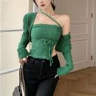 Set: Irregular Camisole Top + Cropped Cardigan
