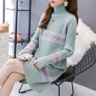 Turtleneck Striped Sweater Dress