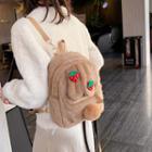 Strawberry Applique Furry Rabbit Backpack
