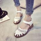 Perforated Low Heel Sandals