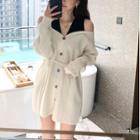 Cold-shoulder Two-tone Knit Dress